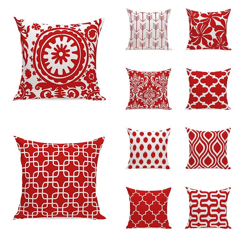 Red Simple Geometric Wave Cushion Cover Throw Pillow Case Sofa Car Decor Home