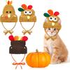 3 Pcs Knitted Turkey Cat Costumes Cat Dog Thanksgiving Turkey Hat Small Kitten Dog Pet Costumes Knitted Cap Thanksgiving Apparel Cosplay Accessory