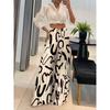 Color Blocking High Printed Wide Leg Pants Color Matching High Waist Loose Pants Women's