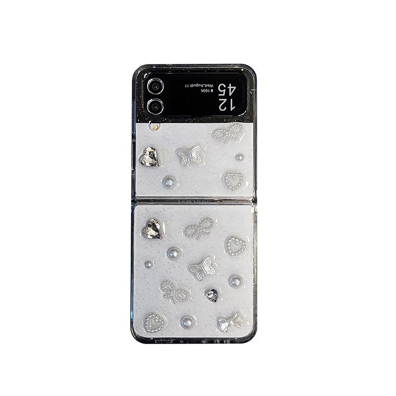Pearl Bow Samsung ZFlip7 & ZFold8 Foldable Phone Case - Bowtie Drip Glue INS Style for Women