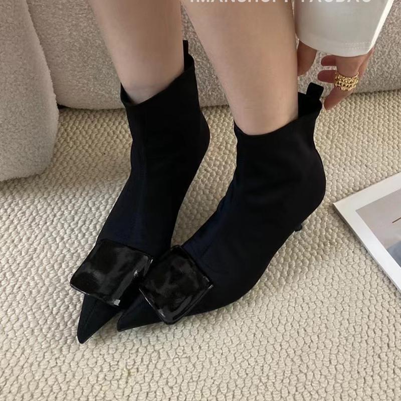 Pointed Toe Women Ankle Boots Suede Fashion Heeled Shoes Dress Luxury Woman Pumps 2025 Winter New Designer Elegant Mujer Botas