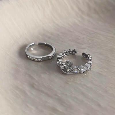 Kaiserinwitwe Saturn Zirkon Doppellagig Abnehmbare Diamantkrone Partnerring - Damen Luxus Stapelbares Design