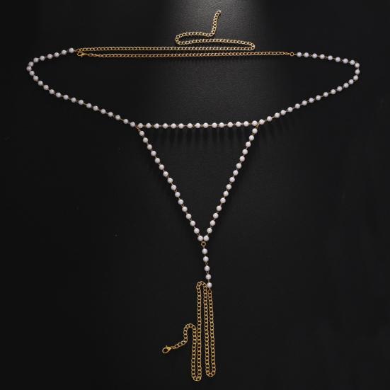 Faux Pearl Body Chain Women Adjustable Waist Chain with Extension Chain Sexy Underwear Jewelry Waist Accessory