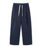 BLACKBROWN Single-Pleat Wide Fit Elastic Cotton Pants [Navy]