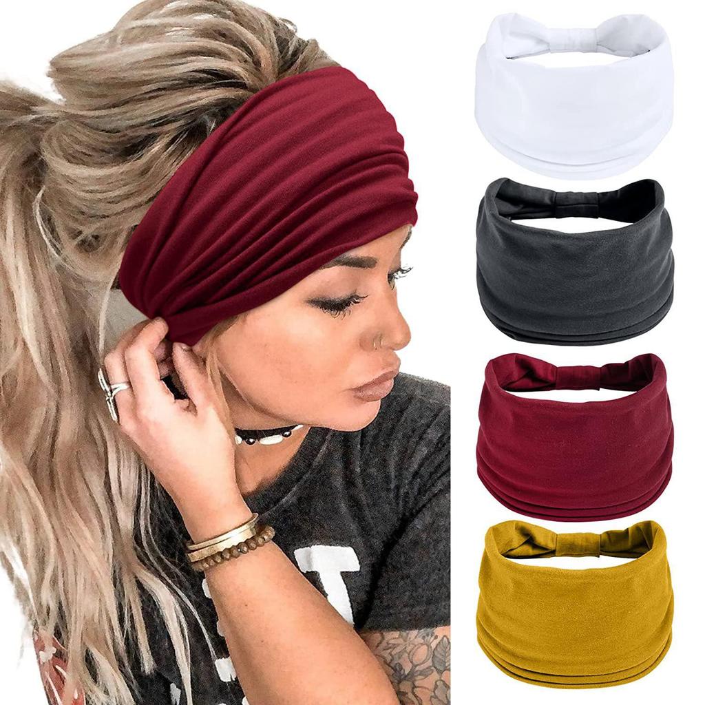 Elastic Wide Side Sports Headband: European & American Style, Sweat-Absorbing, Fashionable Hair Accessories