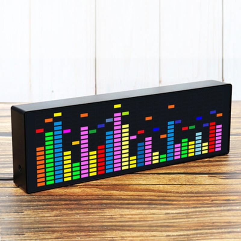 LED Music Spectrum Display RGB Colorful 1624 Segment Rhythm Light Level Voice Sensor Clock Display 384 LEDs 20 Dynamic