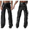 Pantaloni Chaps Show Motociclist Bărbați Piele Ecologică Decupaj cu Franjuri Fermoar Lateral Ciucuri