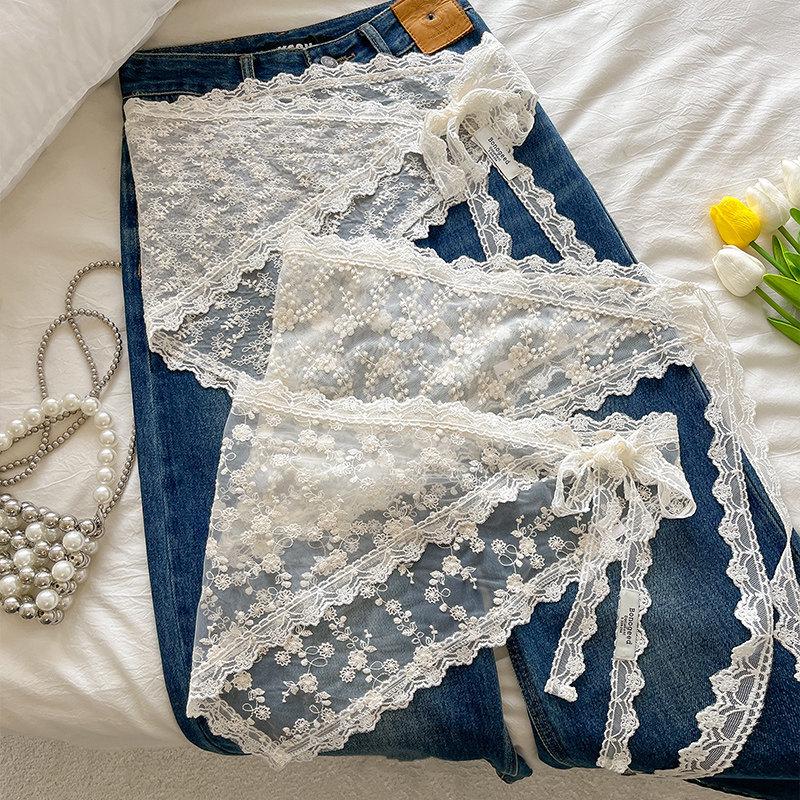 2026 Spring Lace Triangle Scarf and Skirt Set - Fashionable Tie-up Mid-length Layering Ensemble