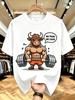 Unisex O Neck Tee Fitness Bull Slogan Graphic Print Cotton Short Sleeve Loose Summer Breathable Daily Casual Basic Wear Top