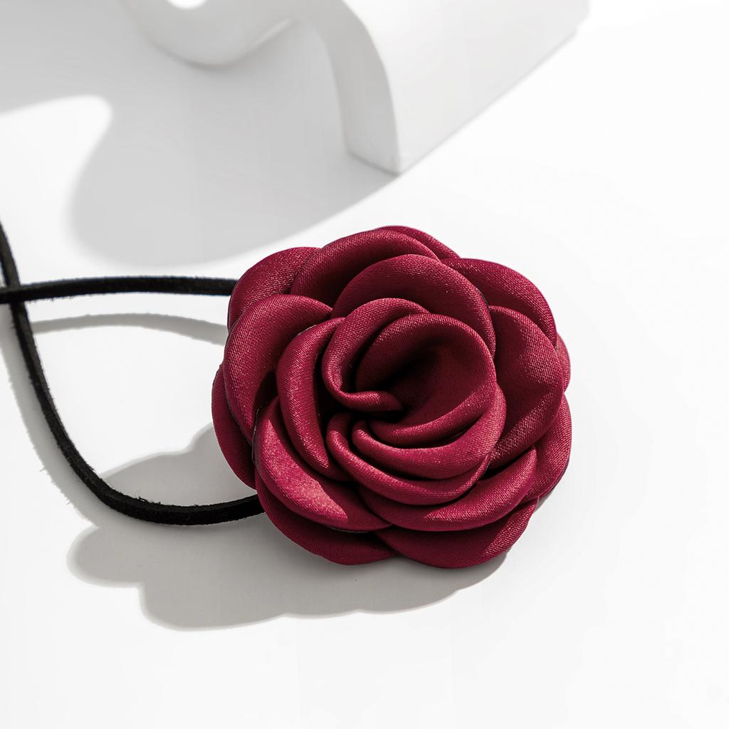 Gothic Elegant Big Rose Flower Clavicle Chain Necklace Women Wed Bridal Sexy Adjustable Choker Mariage Zircon Y2K Accessories