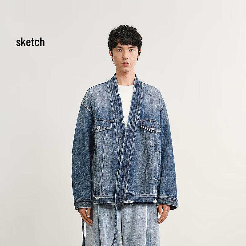 

SPEEDO Men s 2025 Spring Collarless Casual Denim Jacket L