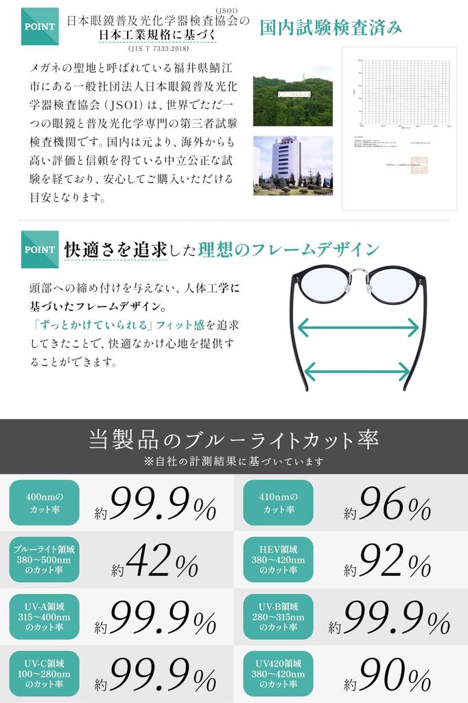 mujina PC Glasses, JIS Standard, Blue Light Blocking, UV Protection, Clear Lenses, Computer Glasses, Case and Cloth Set, Unisex, Boston Style (Black)