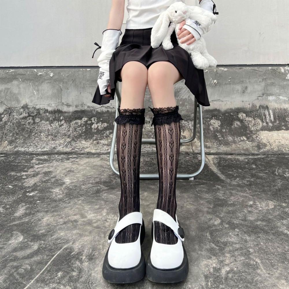 Lolita Japanese Lace Love Summer Thin Tube Socks Jk Soft Sister White Sweet Breathable Calf Socks