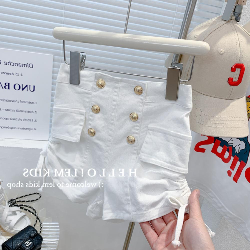 Girls' Denim Shorts Summer Drawstring Thin Children's Shorts