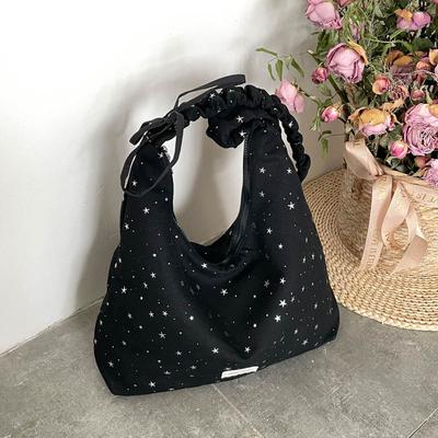 Korean Style Polka Dot Canvas Tote Bag New Large Capacity Fashiable and Versatile Commuting Bag Casual and Simple Shoulder Bag