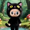 17Cm For Labubu Costume Cosplay Changeable Handmade Black Cat Plush Set Skirt Labubu Doll Costume