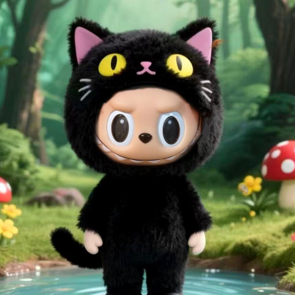 17Cm For Labubu Costume Cosplay Changeable Handmade Black Cat Plush Set Skirt Labubu Doll Costume