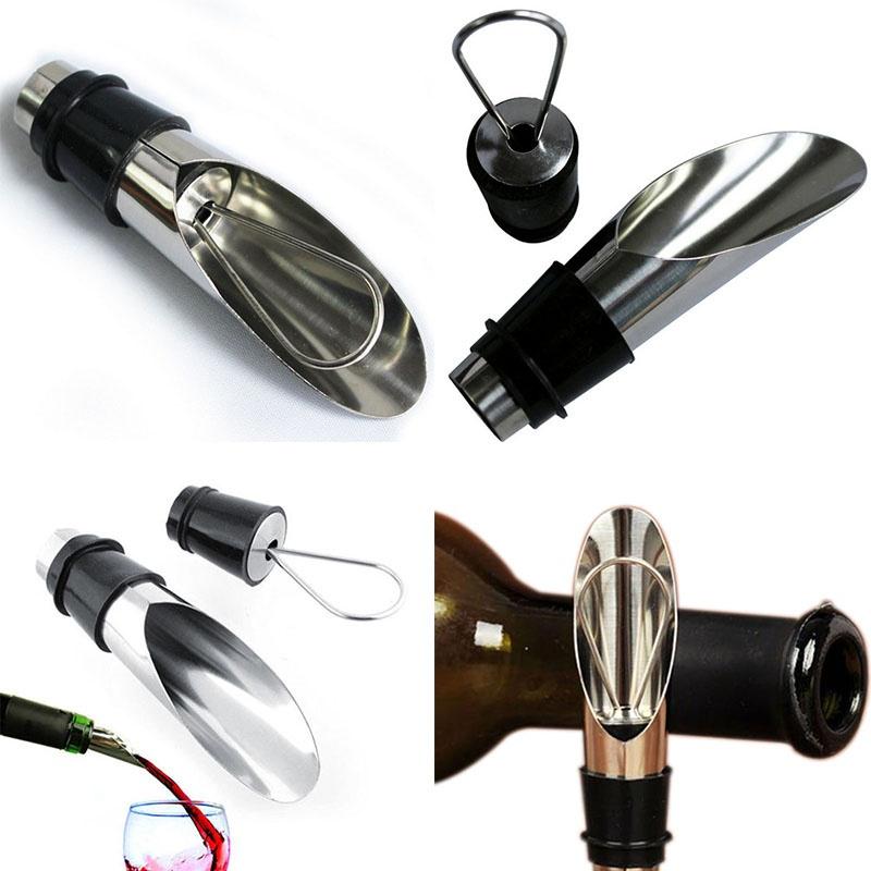 Stainless Wine Aerator Pour Spout Bottle Stopper Funnel Decanter Dripless Pourer CB 3C