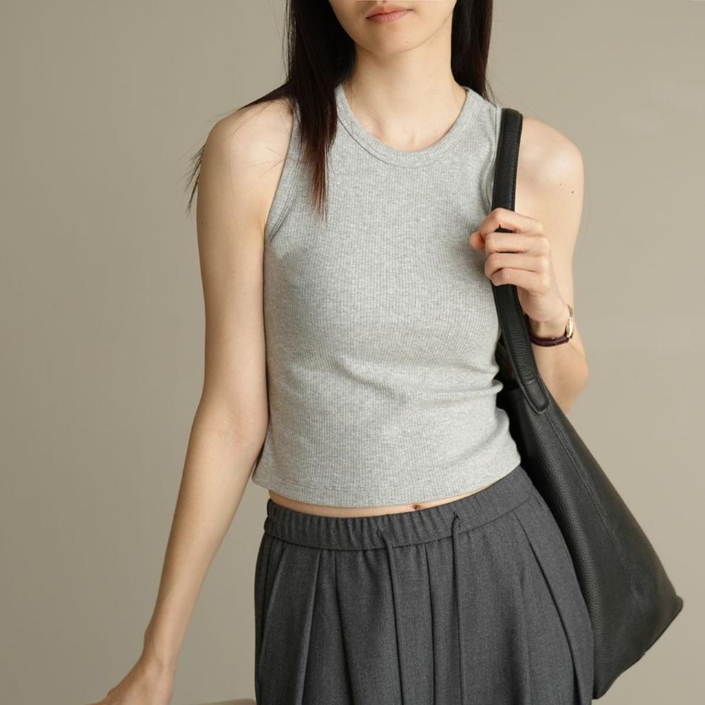 Spring and summer threaded belly button vest women's outer wear slim and thin Korean version suspender bottoming shirt sleeveless top