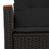 2 Seater Garden Sofa with Cushions Black Poly Rattan