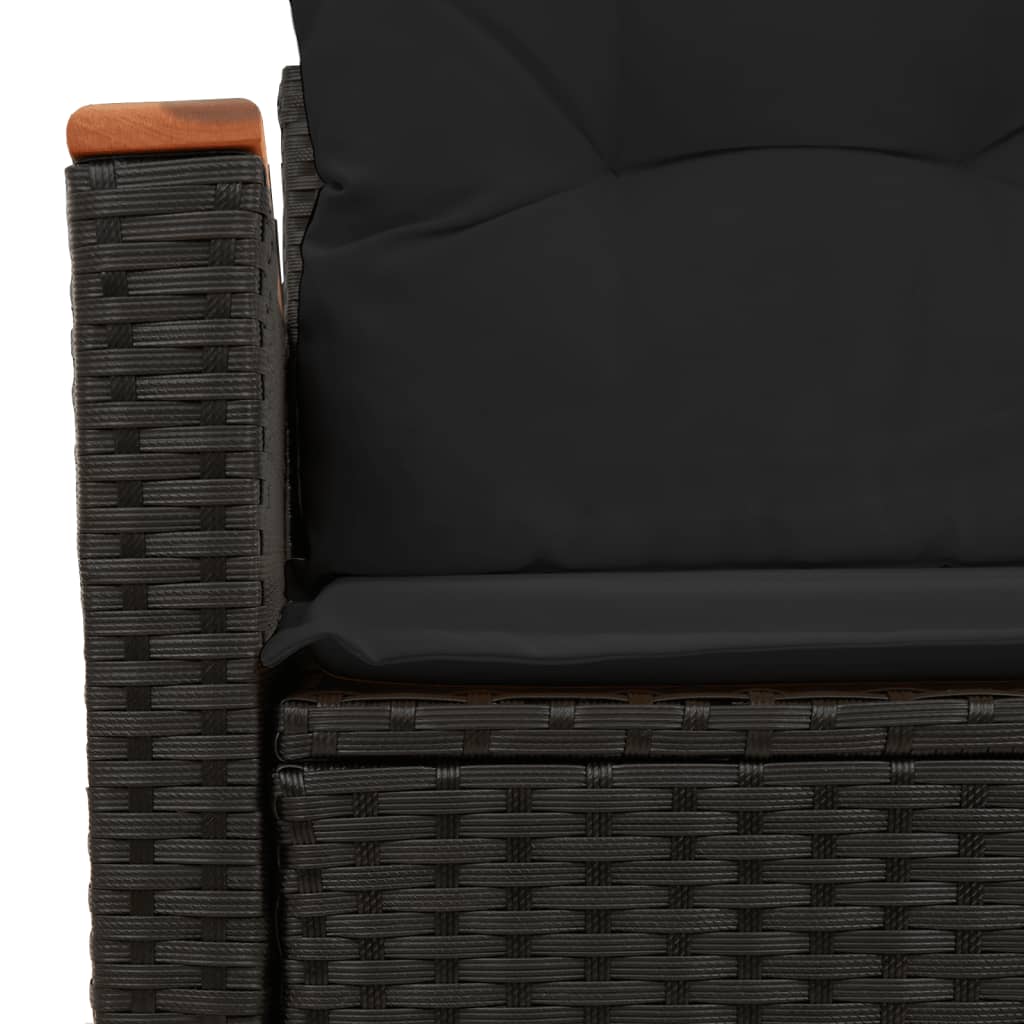 2 Seater Garden Sofa with Cushions Black Poly Rattan