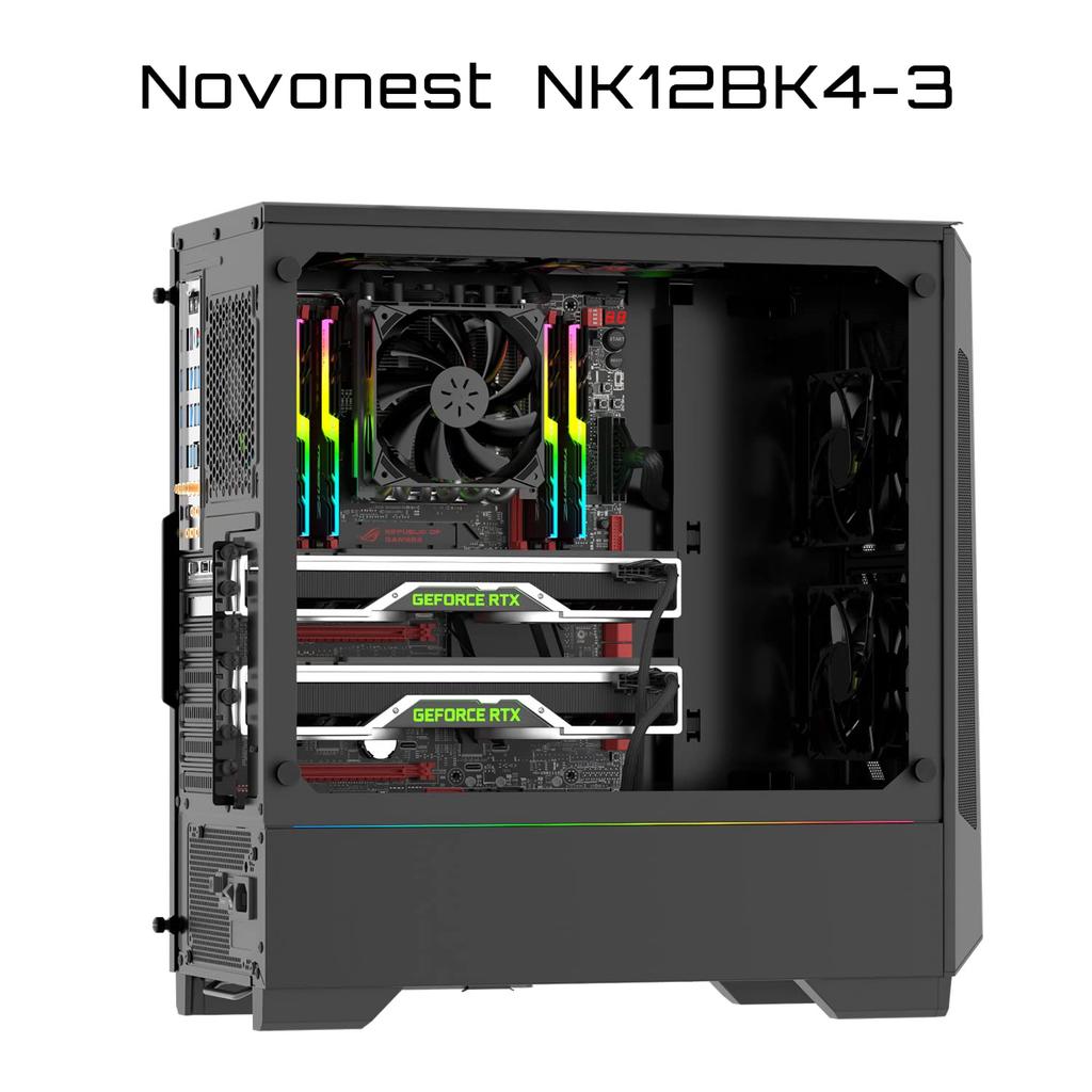 Novonest PC Case Fans 120mm PWM High Performance Silent Fans PWM 4PIN Connector PC Parts Cooling Fans 3-Pack All Black [NK12BK4-3]