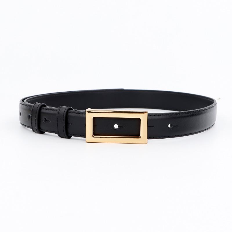 Mary Belt, women s top grain leather black casual minimalist thin belt, smooth buckle, small leather belt 100cm чёрный