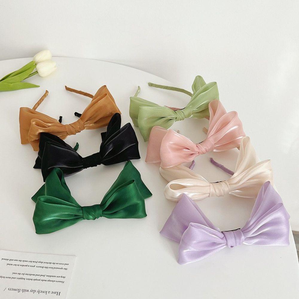 Mesh Barrette Headwear Bright Silk Hairband Bow Hair Hoop Korean Style Hairband Women Headband