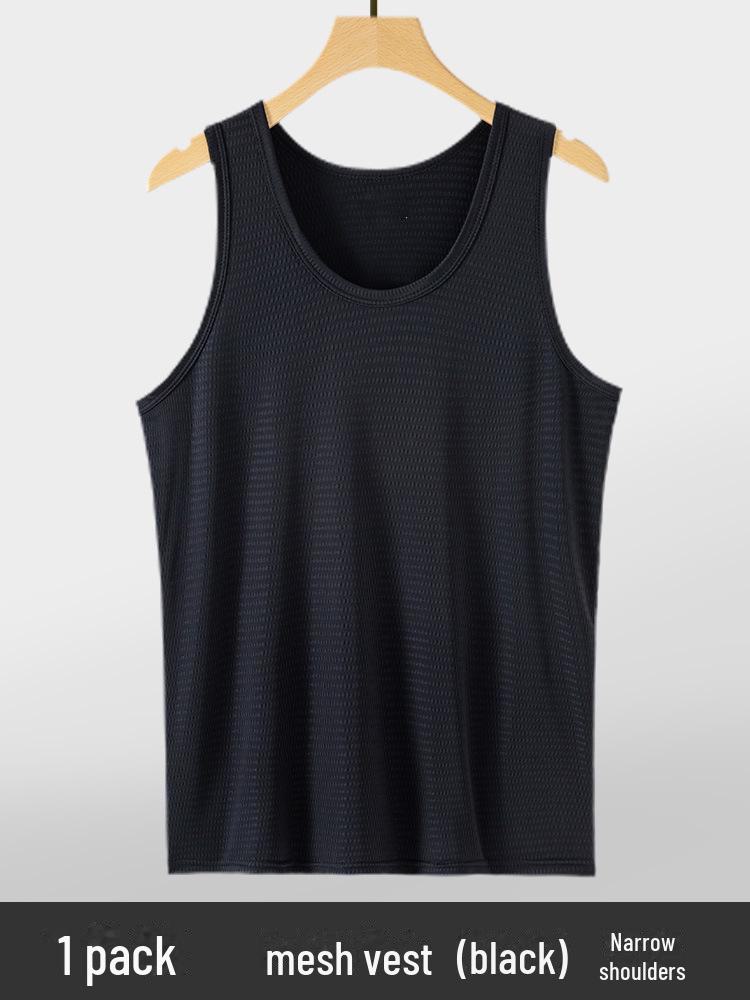 Pánská letní fitness ledová hedvábná síťovaná tílka bez rukávů rychleschnoucí
