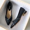 Fashion 2025 Fashionable Style Women's Mid Heel Crystal Embellished Pointed Toe Single Shoes Autumn New Arrival Versatile
