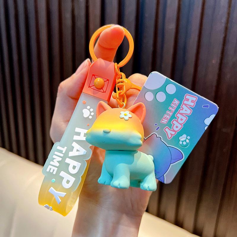 Happy Cat Resin Keychain Pendant - Student Bag Charm Figurine оранжевый