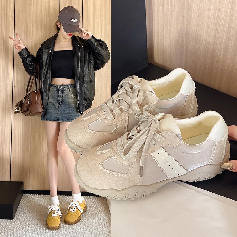 Platform women's shoes spring new versatile casual sports inner heightening board shoes retro single shoes