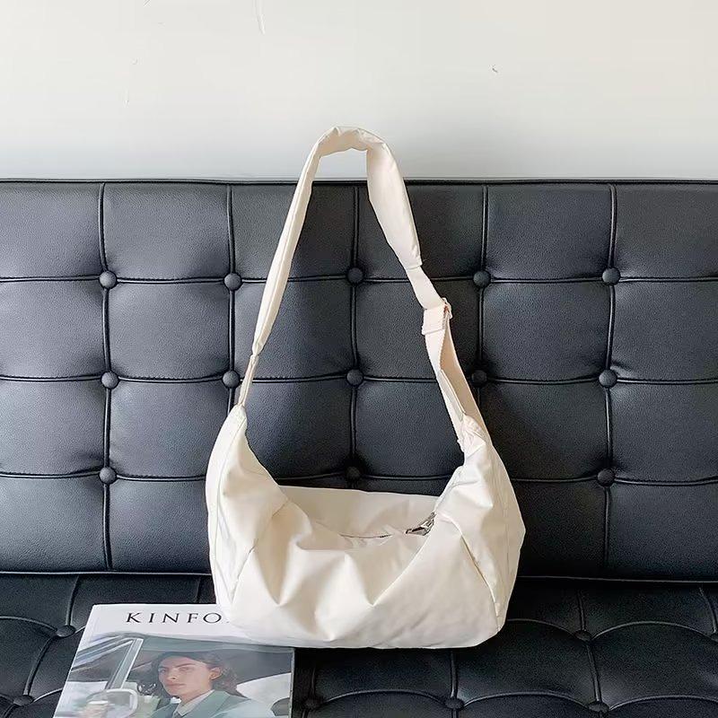 Fold Nylon Hobo Crossbody Bag Wide Adjustable Strap Soft Shoulder Bags for Women Casual Daily Travel Fashion Sling Handbag Purse