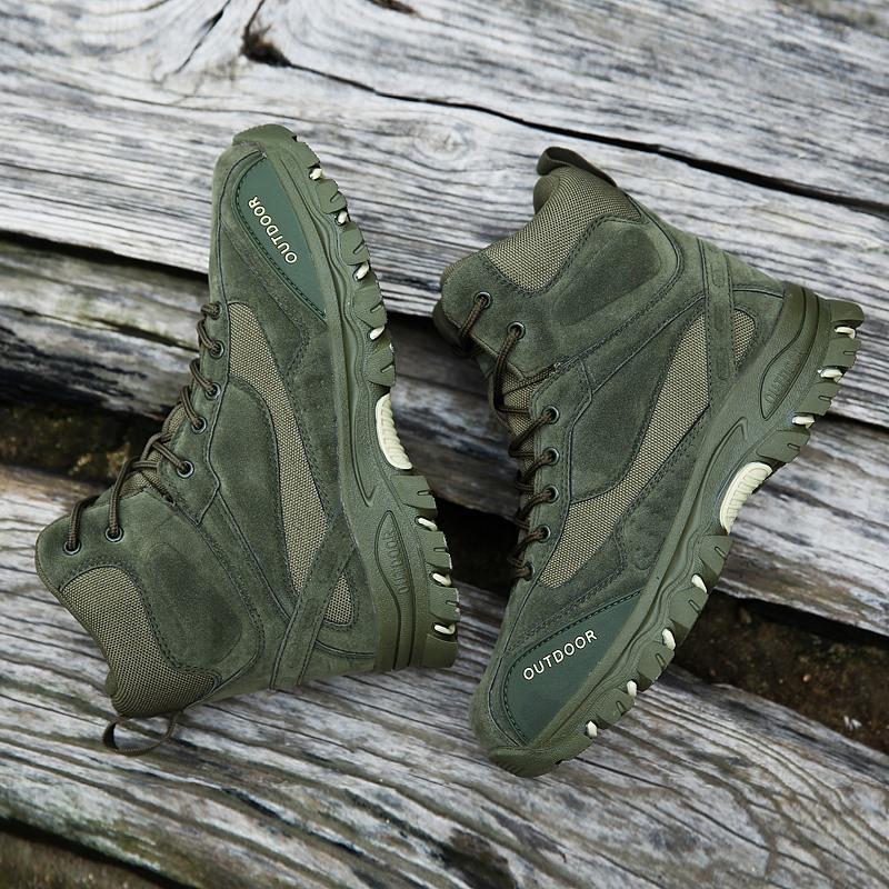 Winter Men's Ankle Boots,Outdoor Leather Ankle Boots, Men's Work Shoes, Hunting, Hiking, Camping and Mountaineering Sports Shoes