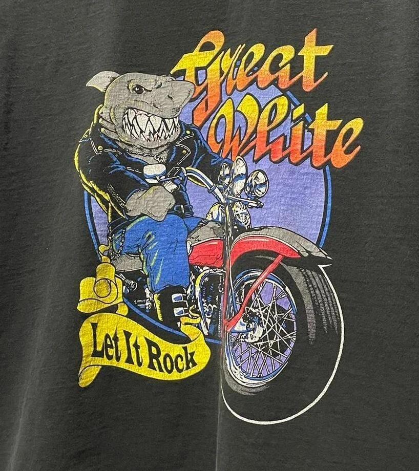 Great White Vintage Tee-Shirt LEt it rock S-234XL Black Shirt E1037 L