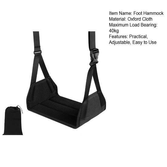 Airplane Foot Hammock with Extended Adjustment Strap 40kg Load-capacity Portable Desk Foot Hammock Sling Travel Accessory