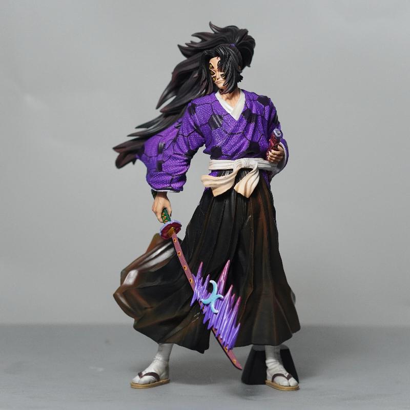 24cm Kokushibo PVC Figur Oberrang 1 Lila Mond Samurai Actionfigur Anime Ornament Sammlerstück Modell Spielzeug Geschenk