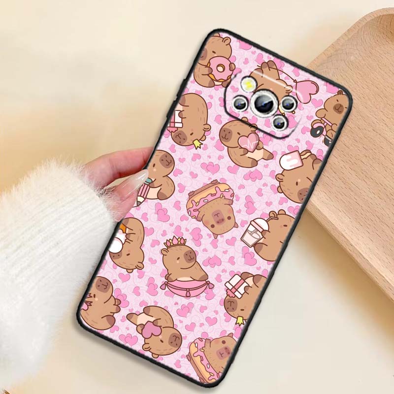 

Мультяшная Аниме Капибара Арт Для Xiaomi Mi Poco F3 F4 F5 F6 X3 X4 X5 X6 X7 M3 M4 M5 M6 M7 GT Pro 5G Черный Чехол для Телефона Poco X5