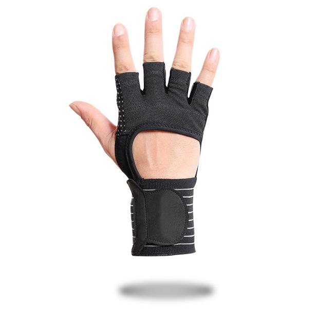 Lightweight Anti-Slip Gel Palm Gym Gloves with Wrist Wrap Support Flexible and Protective for Lifting L
