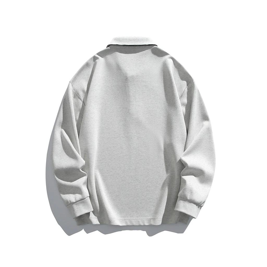 2026 Spring Men Loose Cotton Polo Shirt American Men Button Design Hoodies Man Turn-Down Collar Pullover Casual Unisex Uniform