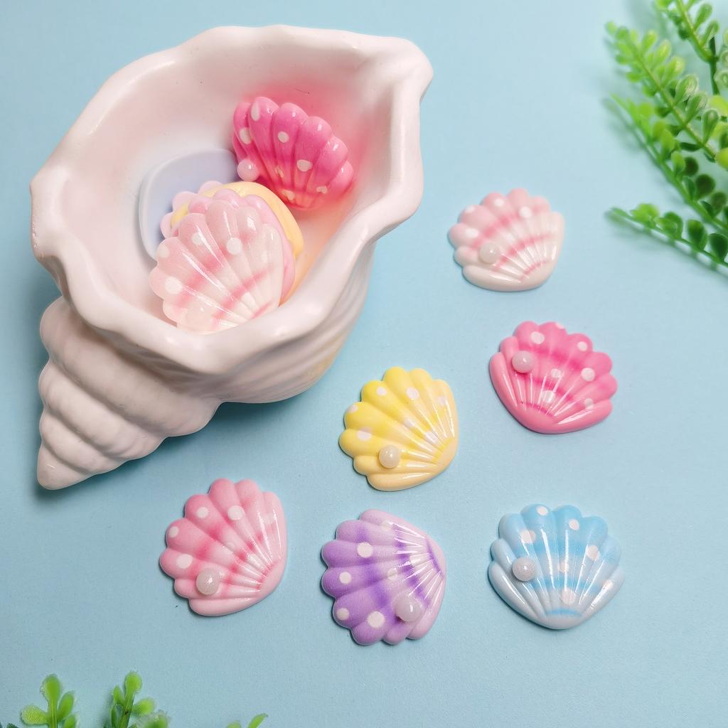 Bulk 100Pcs/Bag Assorted Colorful Seashell Flatback Resin Cabochons Embellishment for Jewelry Making Scrapbooking Keychain Decor