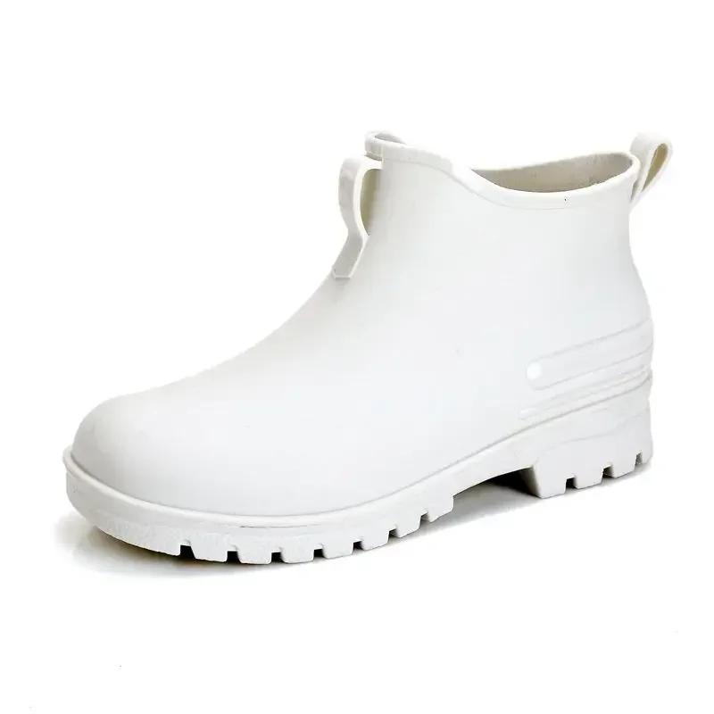 Waterproof and Non-slip Fashion Man Shoes Chef Kitchen Cooking Ankle Low Short Rain Boots for Men Comfortable Plastic Resistant