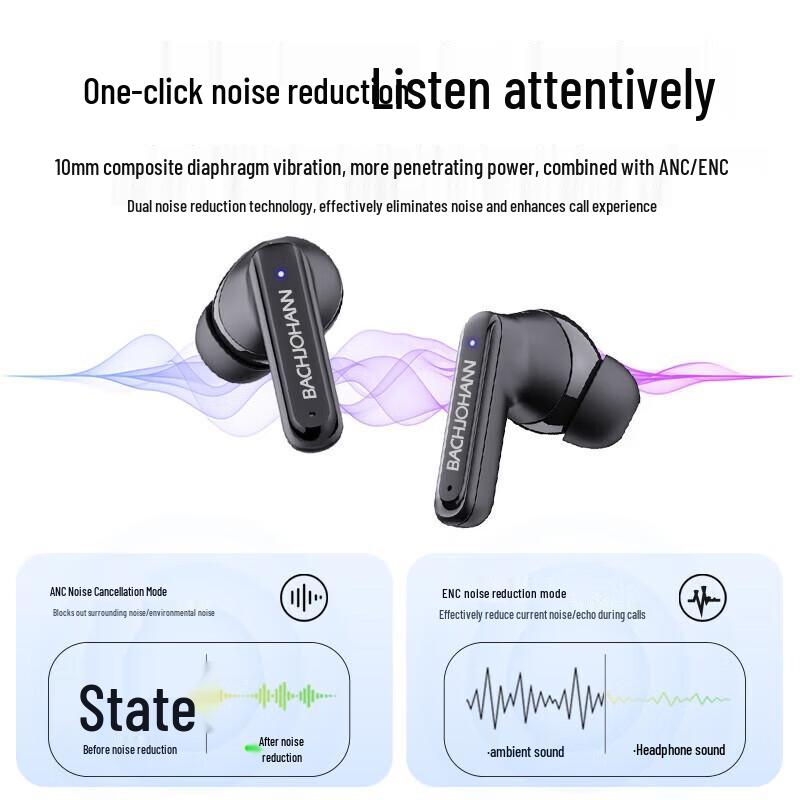 Bach Johann T8 TWS Active Noise Cancelling Earbuds