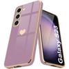 Case - Samsung - Galaxy S23 - Purple - Shockproof - Golden Heart Pattern