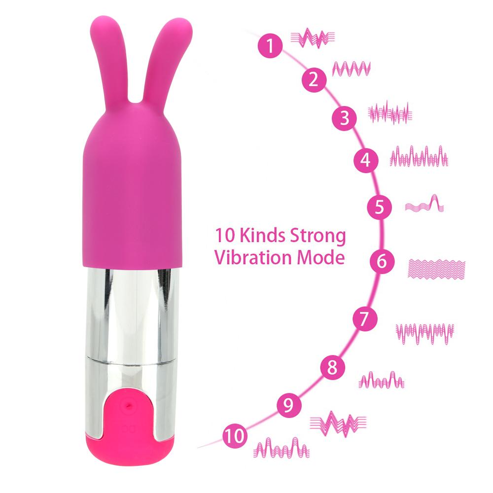 10 Speeds Strong Vibration Sex Toys for Women USB Rechargeable G-spot Massager Mini Bullet Vibrator With Rabbit Cap