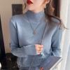 Pullover Sweater Women Autumn Winter Loose Outerwear Semi High Neck Knit Base Layer Gentle Top