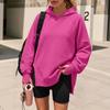 Women's Casual Long Sleeve Hooded Sweatshirt Color Side Slit Pullover Top
