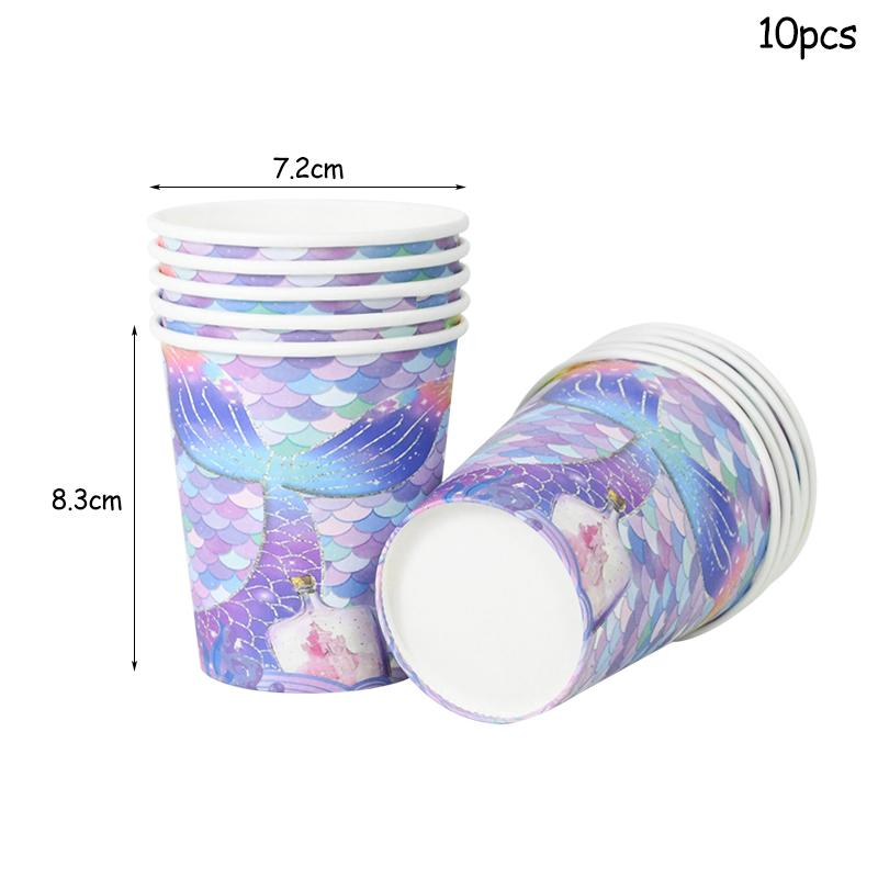 Little Mermaid Party Disposable Tableware Set Paper Plate Cup for Kids Girl Mermaid Theme Birthday Party Decoration Supplies