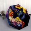 Halloween Witch Cat Stained Window DecalUmbrella, Portable 3-Fold Compact Umbrella,Christmas Gift ES461