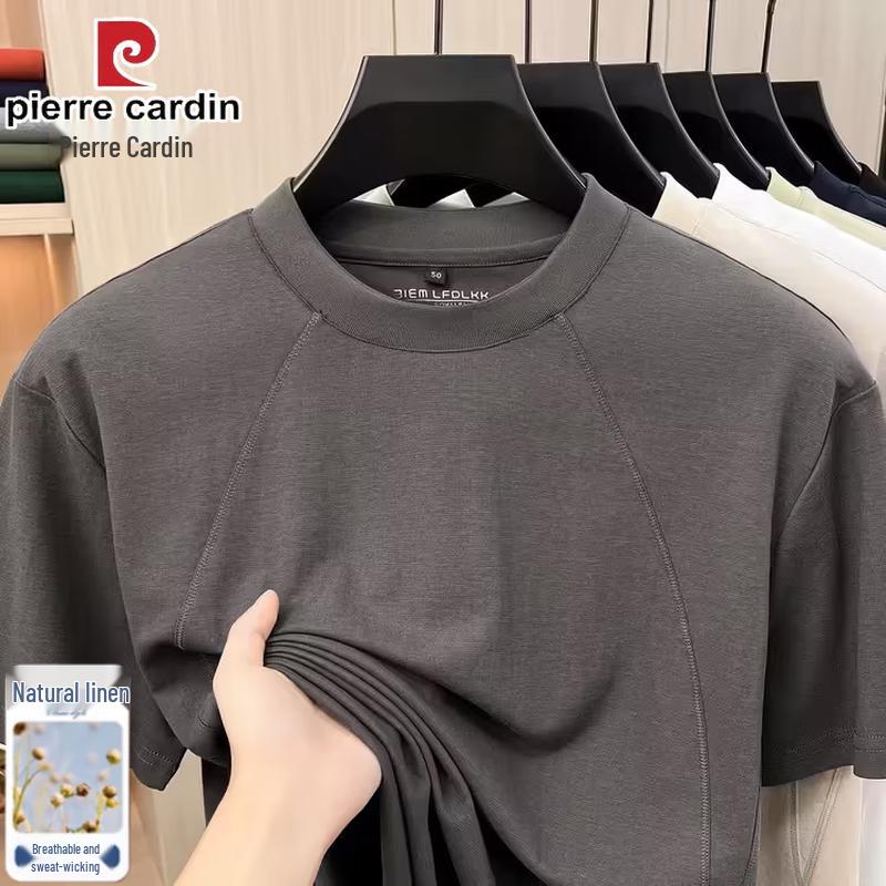 Pierre Cardin Men s Linen Blend Short Sleeve T-shirt 48
